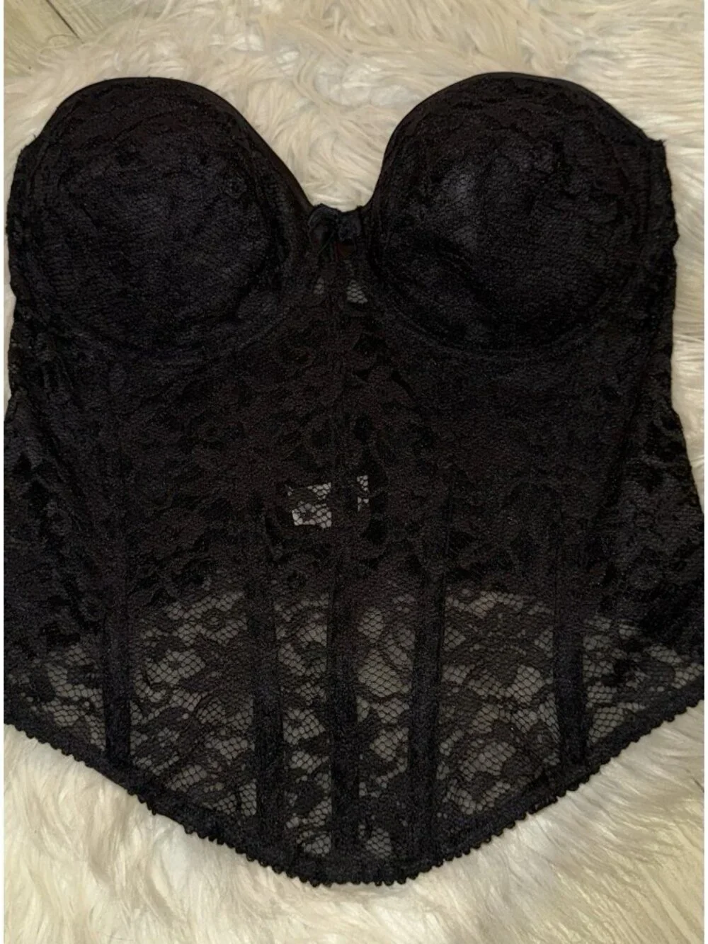 Vintage Vtg Lace Bustier Corset Underwire Bra Womens 40C Black